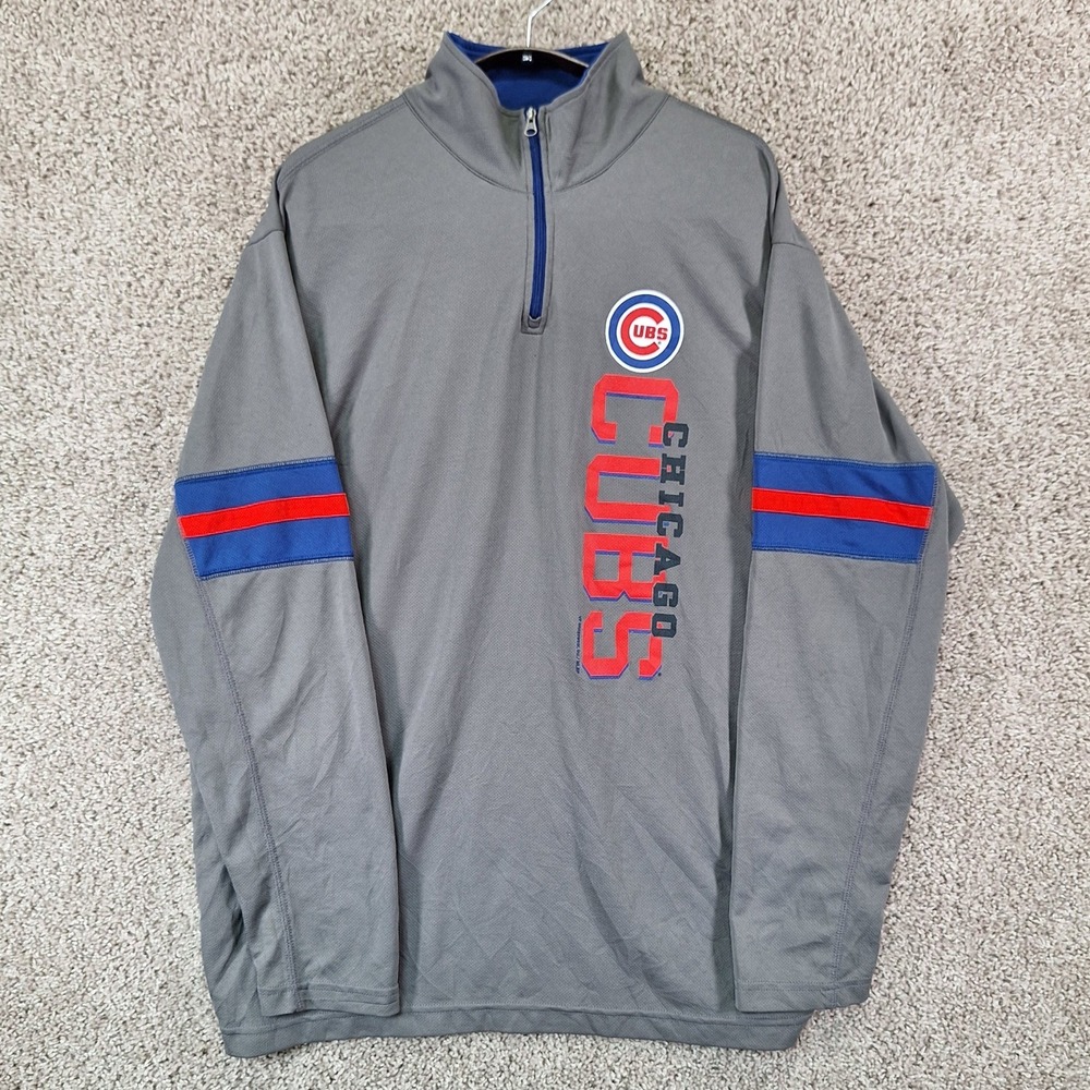 MLB Pullover Mens XL Gray Chicago Cubs 1/4 Zip Activewear Gorpcore Sporty